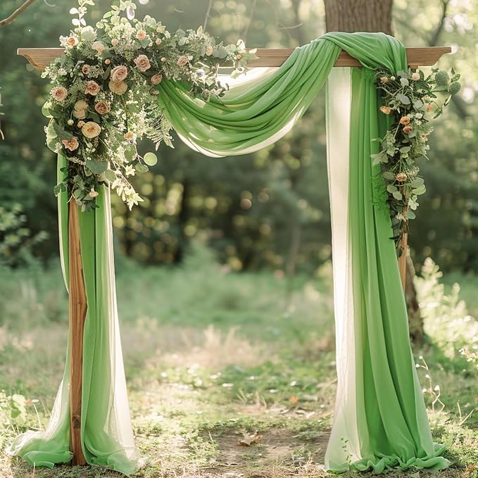 Wedding Arch Draping Fabric Backdrop Drapes 28.7"x 20FT, Sage Green | Sheer - Image 6