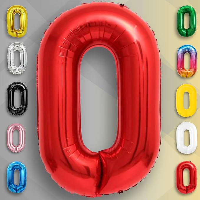 Red Number Balloon 0 Mylar Foil Balloons 16 inch - Image 3