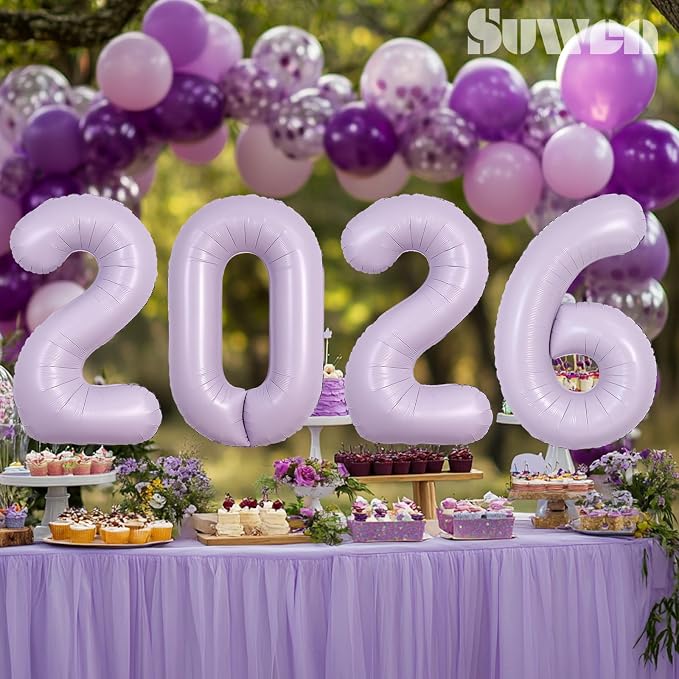SUWEN 40 Inch Light Purple Lavender Big 50 Balloon Number Foil Helium 0-9 | - Image 5