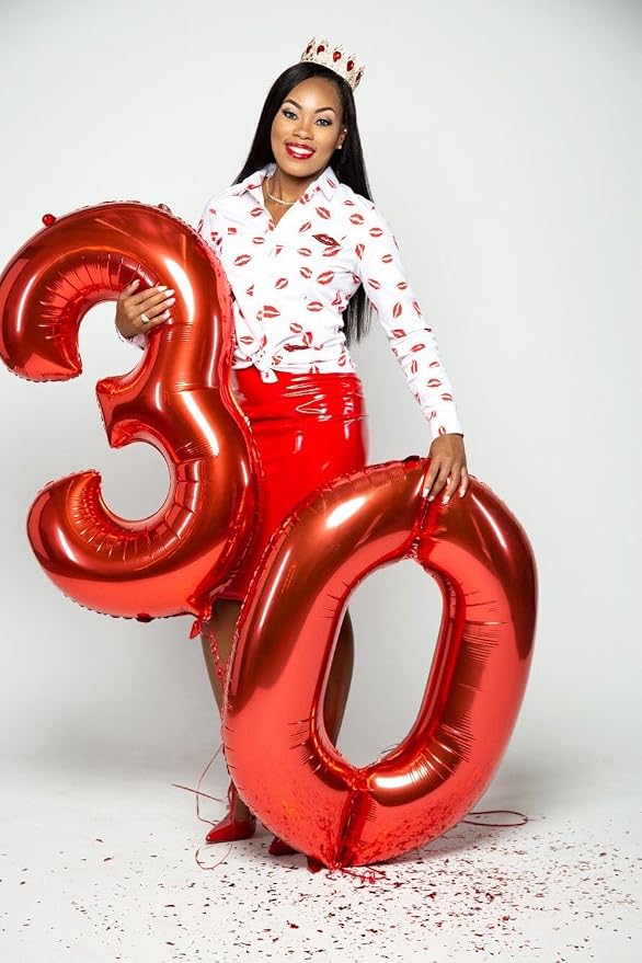 Numbers 27 Balloon 40Inch Red Balloons - Image 3