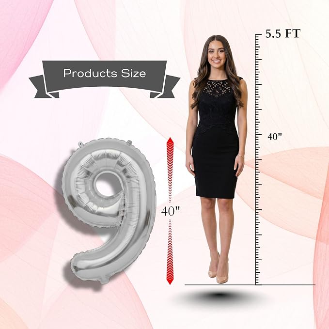 Yellow Number Balloon 9 Mylar Foil Macaron Balloons 40 inch - Image 7