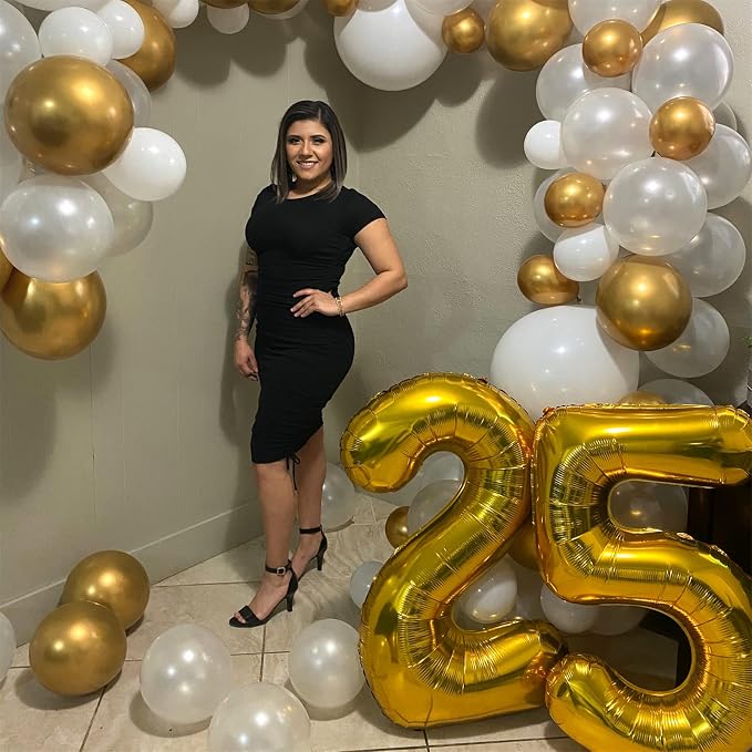Gold Number 40 Birthday Balloons, 40 Inch Large Gold Mylar Foil Number 4 and 0 - Image 6