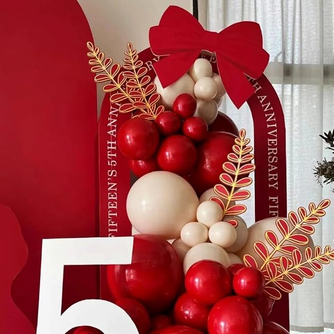 Voircoloria 130pcs Ruby Red Balloons Garland Arch Kit, 18 12 10 5 Inch | - Image 5