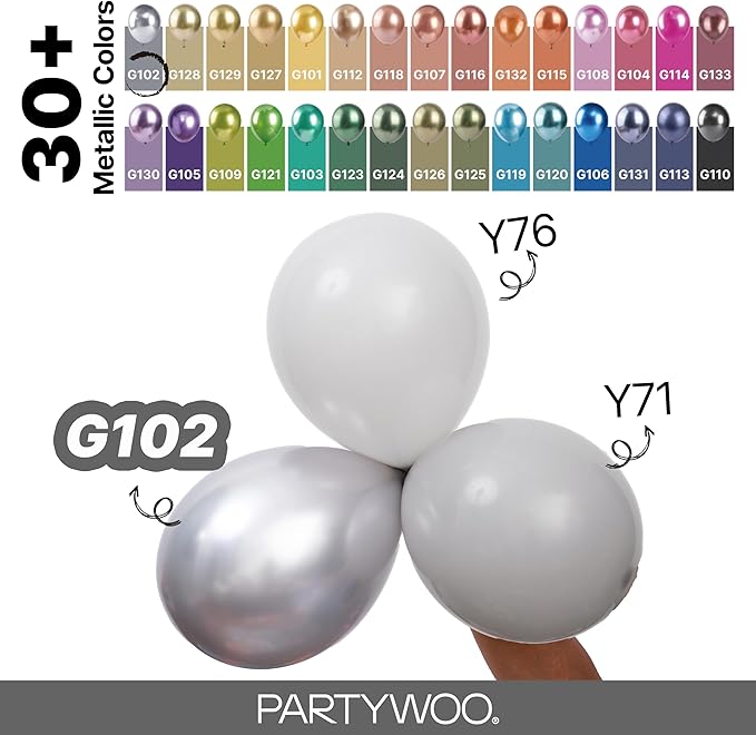 PartyWoo Silver Balloons 92pcs Different Sizes of 18 12 10 5 Inch | Balloons - Image 4
