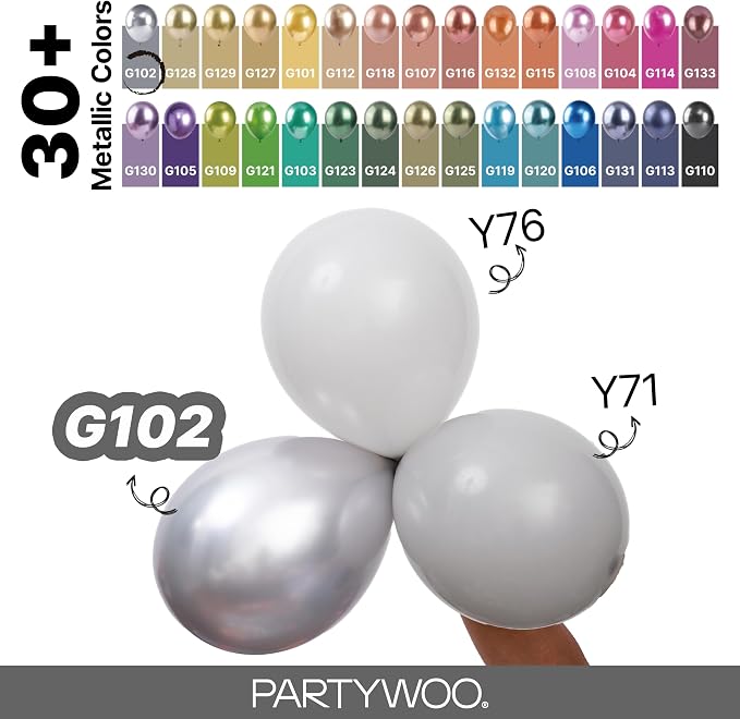 PartyWoo Silver Balloons 100pcs Different Sizes of 18 12 10 5 Inch | Balloons - Image 4