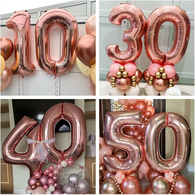 Rose Gold 15 Number Balloons, 40 Inch Big Giant Jumbo 15 or 51 Balloon Numbers - Image 7