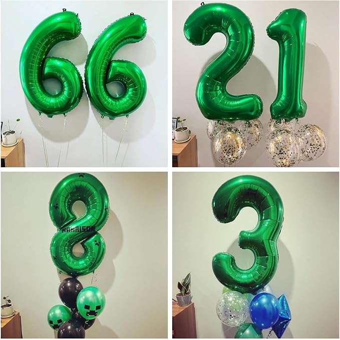 Number 14 Dark Green Balloons 40 Inch Giant Green 14 Numer Foil Helium Balloons - Image 3