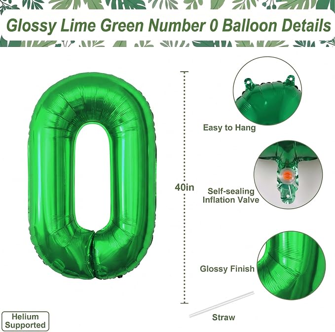 Green Number 10 Balloon 40 Inch, Foil Duo - Image 4