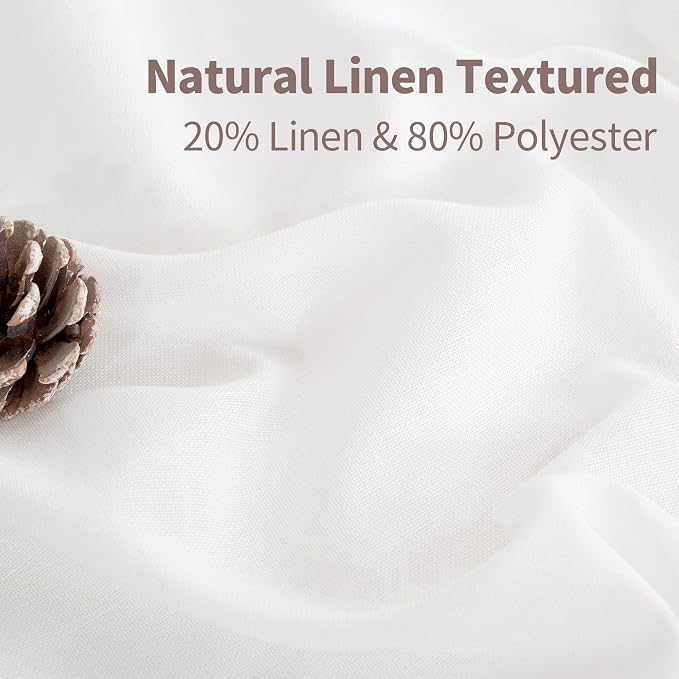YoungsTex White Linen Semi Sheer Curtains 45 Inch Length - Image 5