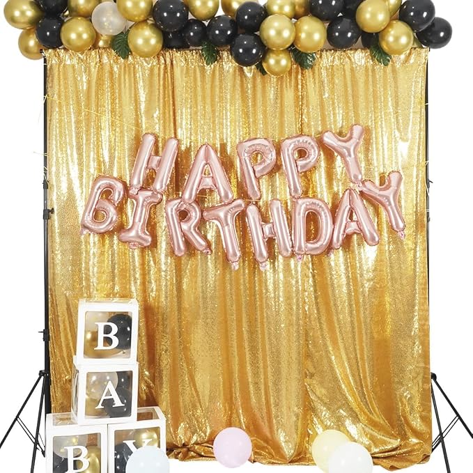 Gold Sequin Backdrop 20FTx10FT NO See-Through Photobooth Backdrop Curtains - Image 7