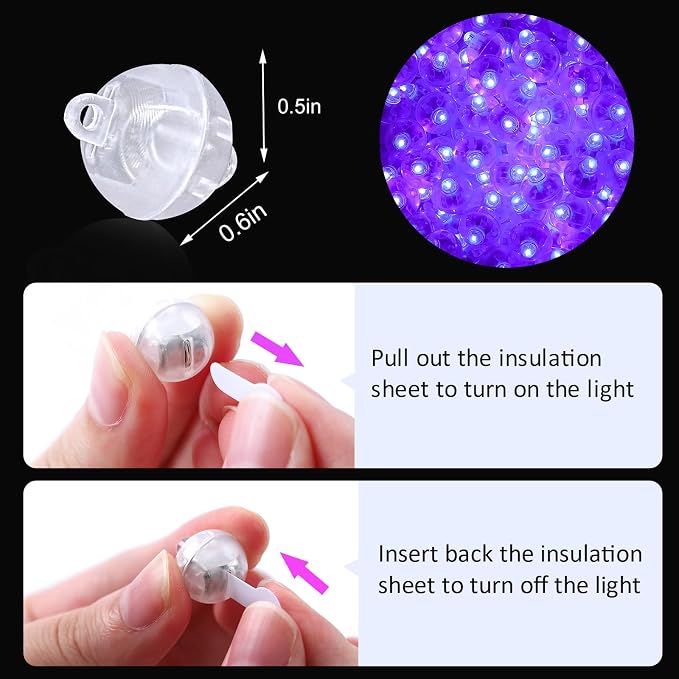 ZGWJ 50PCs Purple Balloon Lights Mini, Battery Powered, Long Standby Time - Image 3