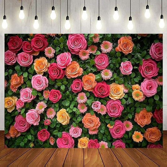 Floral Backdrop for Photography Mother's Day Backdrop Wedding Backdrops Spring by Hnzwbxg