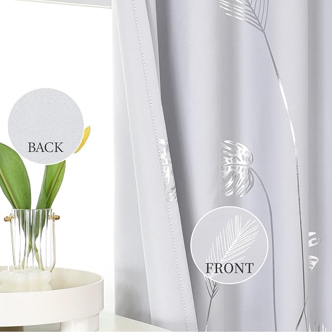 Greyish White Thermal Insulted Curtains 96 Inches Long Room Darkening Light - Image 3