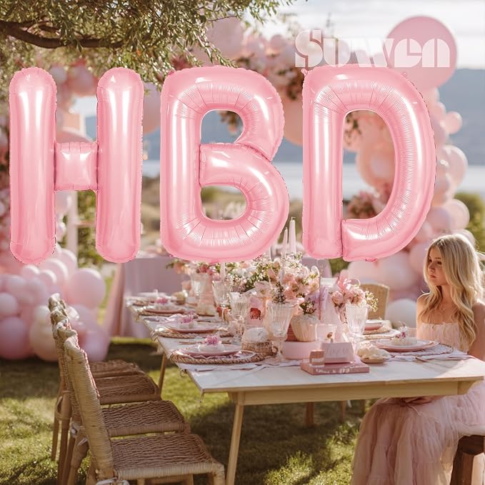 SUWEN 40 Inch Pink Large X Letter Balloons Big Foil Helium A-Z | Jumbo Mylar - Image 4
