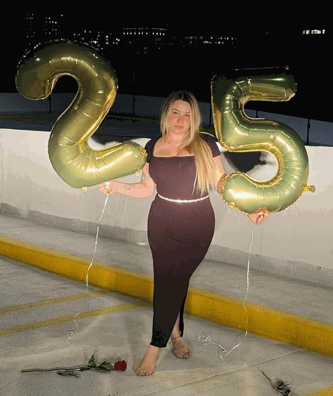 25 Balloon - Champagne Gold Birthday Number Balloons, 40 Inch Decorations | - Image 7