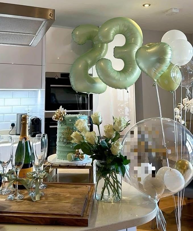 Sage Green Number 3 Balloon 40 inch, 3rd Birthday Party Balloons Decorations | - Image 5