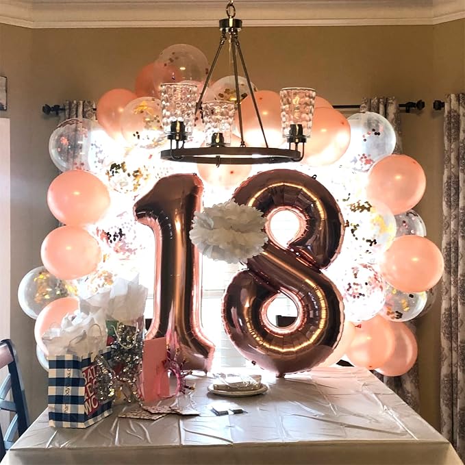 Rose Gold 8 Balloons, 40 Inch Large Foil Number Balloons Set 0-9, Self - Image 6