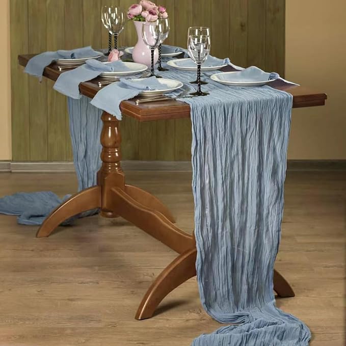 6Pack Dusty Blue Cheesecloth Table Runner 20 x 120 inch Gauze Table Runner | - Image 3