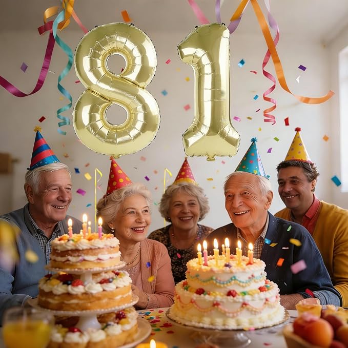 40 Inch Number 81 Balloons for 81st Birthday Party Decorations, 0-100 Champagne - Image 2