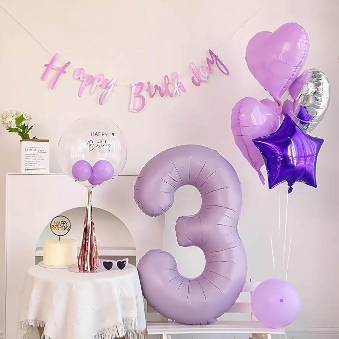 Pastel Purple 0 Number Balloons, 40 Inch Light Purple 0 Balloons Large Helium - Image 6