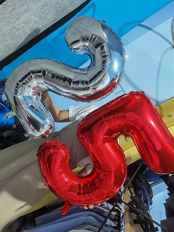 1pc Red 8 Number Balloon, 32 inches, Self Sealing, Birthday Decoration Supplies - Image 6