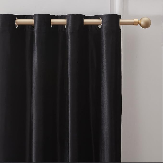 BULBUL Velvet Black Grommet Blackout Curtains 63 inch - Image 2