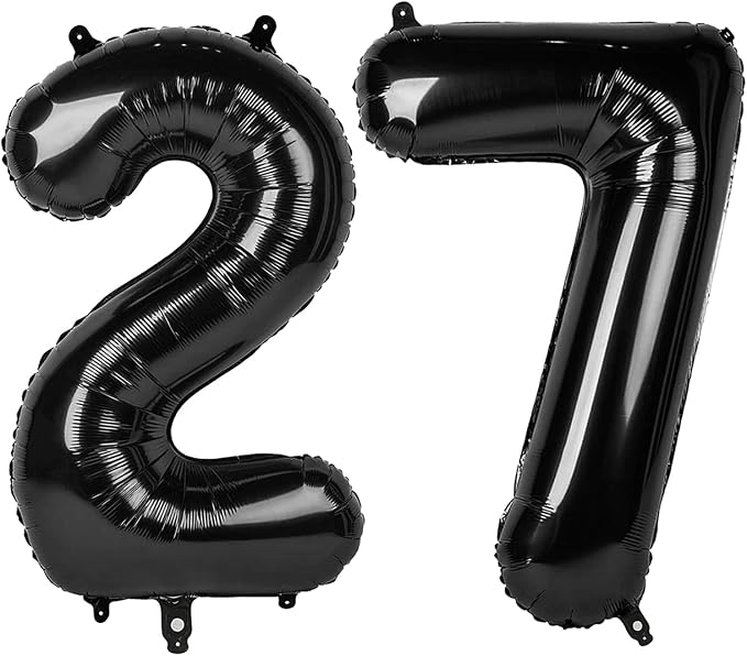 Number 27 Balloons Black 40 Inch by Mluchee
