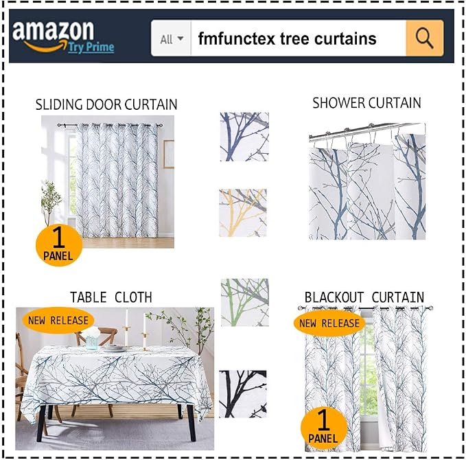 FMFUNCTEX Linen Black White Semi Sheer Print Curtains 45 Inch Long 2 Panels | - Image 6