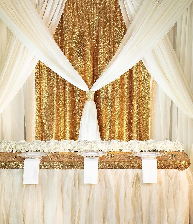Gold Sequin Backdrop Curtains-1 Panel 5FTx8FT Gold Backdrop - Image 7