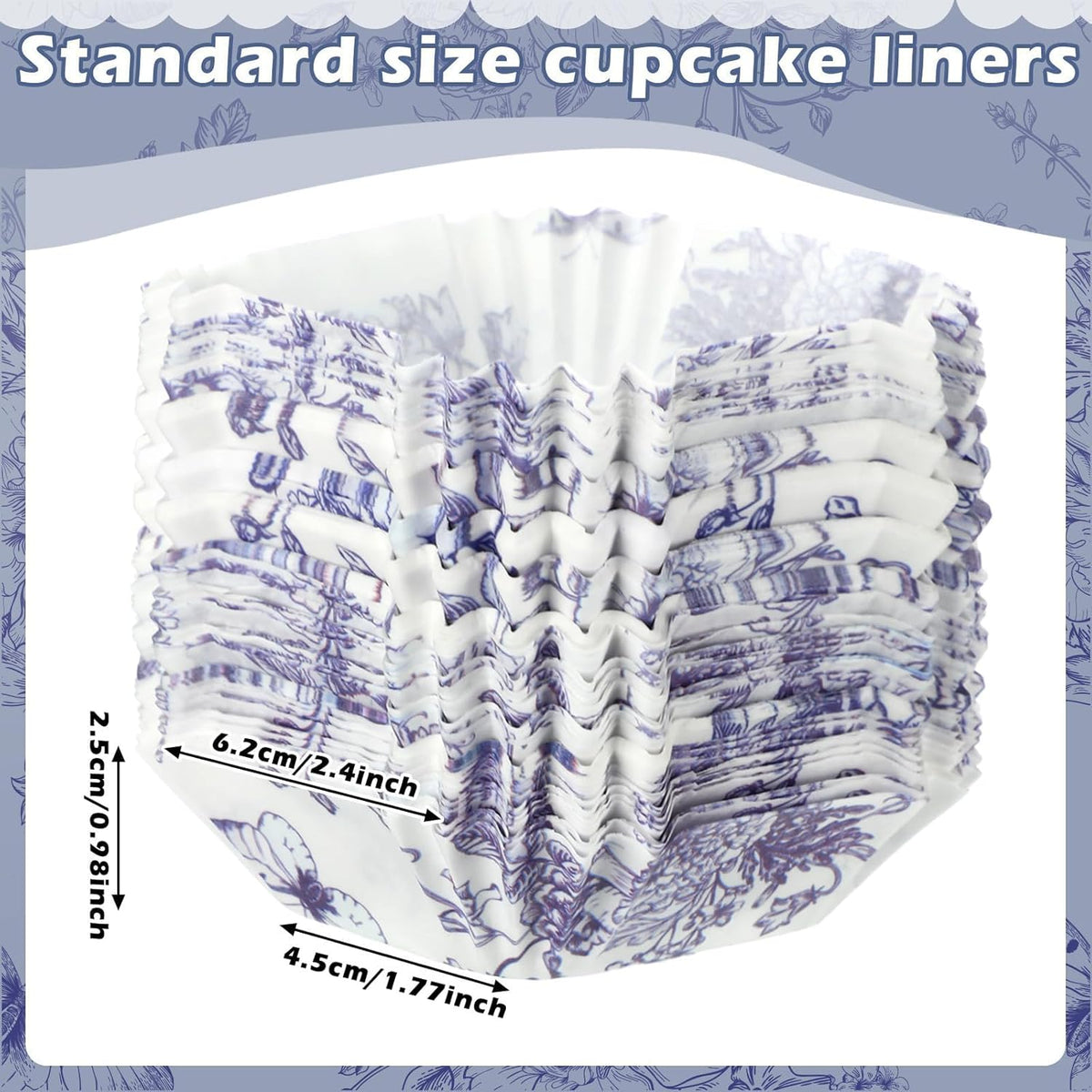 Tanlade 350 Pcs Square Mini Cupcake Liners Disposable Brownie Baking Pan Liners 1.77 Inch Paper Baking Cup for Cup and Cupcakes Party Supplies for Weddings Birthdays Bridal Showers(Blue Flower)