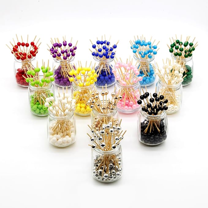 Minisland Grass Green Pearl Bamboo Cocktail Picks, Decorative Toothpicks | 4.7 - Image 7