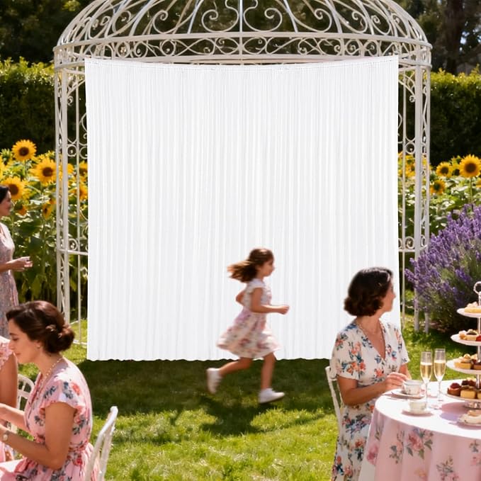 2×8FT-4PCS White Sequin Backdrop Curtains Panels, Photography Backdrop Glitter - Image 4