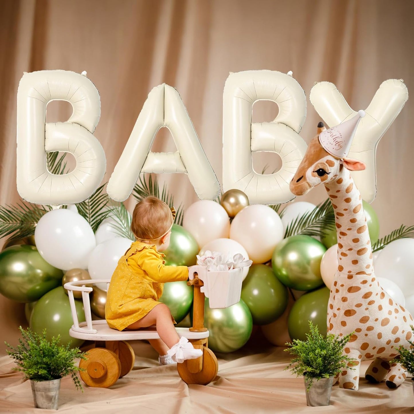 40 Inch Letter Balloons D, Big Custom A-Z Alphabet Foil Name Balloon Cream White, Self Inflating Beige Customize Helium Balloon Letters D for Women Girls Birthday Bride Baby Shower Party Decorations
