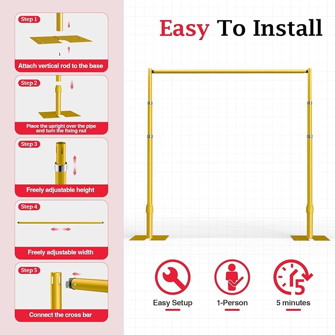 EMART 12x10ft Heavy Duty Backdrop Stand Frame - Image 6