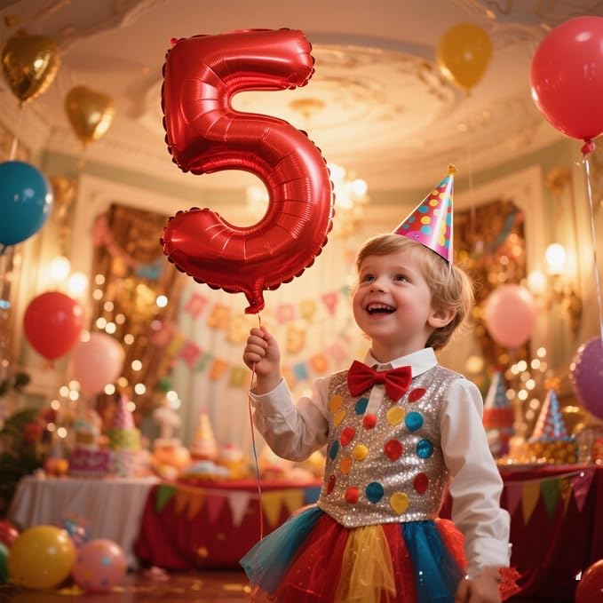 Number Balloons 5 Balloon Red for 5th Birthday Party Decorations, 40 inch | - Image 2
