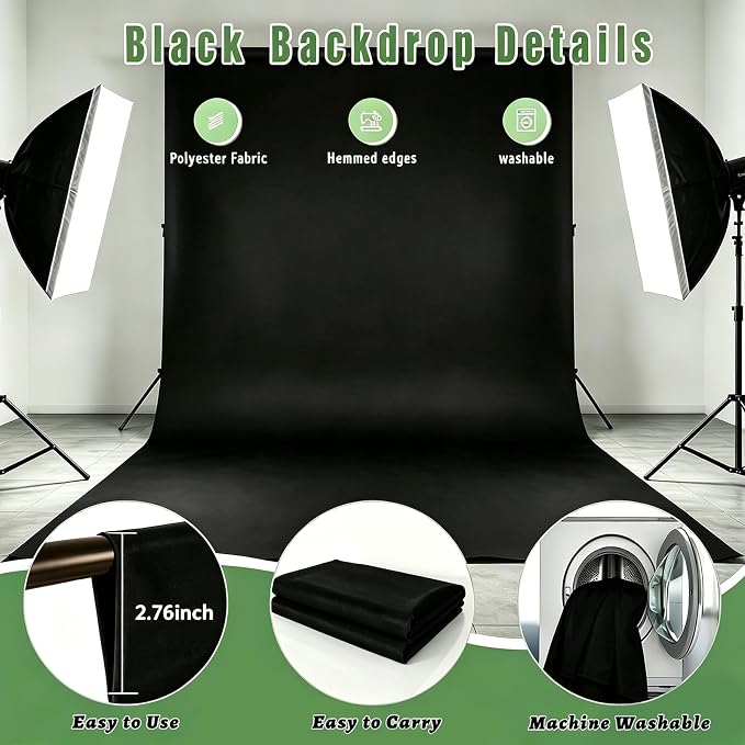 Black Photography Backdrop for Photoshoot, Fabric 5x7ft | Versatile Studio - Image 5