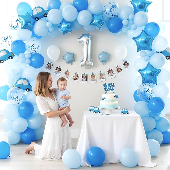 LovesTown Baby Blue and White Balloons, 12 Inch | Confetti balloons, soft color - Image 2
