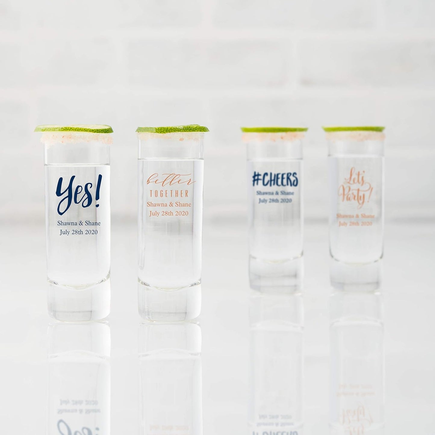 WEDDINGSTAR Personalized 2.5oz Tall Shot Glass Customizable Full Color Print - 120 pack
