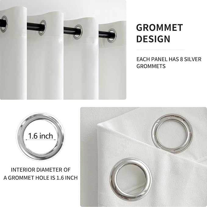 MIULEE Velvet Curtains Pure White 52 x 84 Inch Length Set of 2 | Grommet Drapes - Image 2