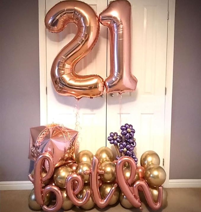 Rose Gold 22 Number Balloons, 40 Inch Giant Number 22 Balloons Foil Mylar - Image 5