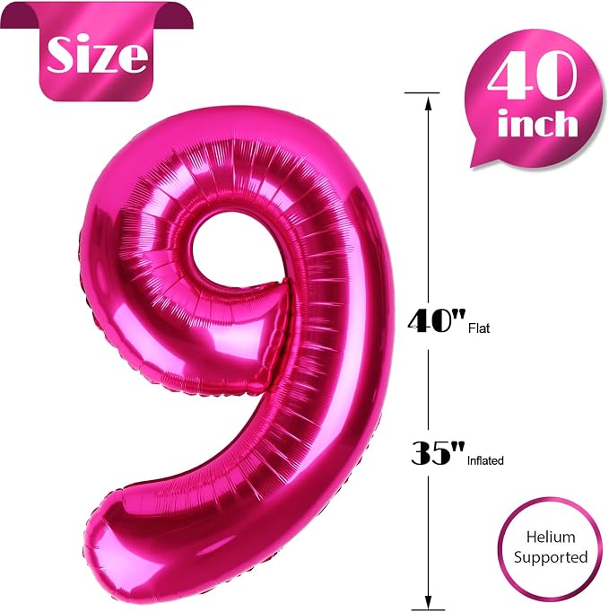 Hot Pink 9 Balloon - Image 5