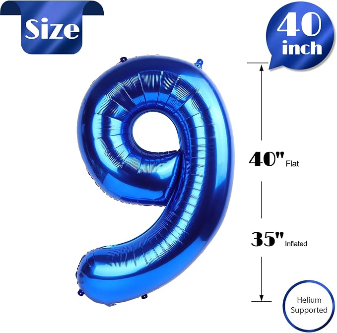 Blue Number 9 Balloon 40 Inch - Image 5
