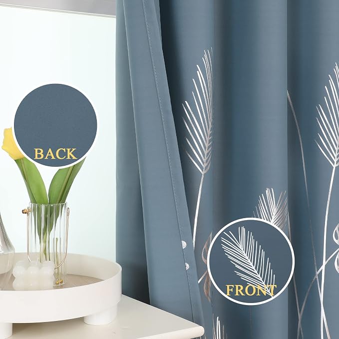 Stone Blue Blackout Curtains 96 Inches Long, Grommet Curtains - Image 3