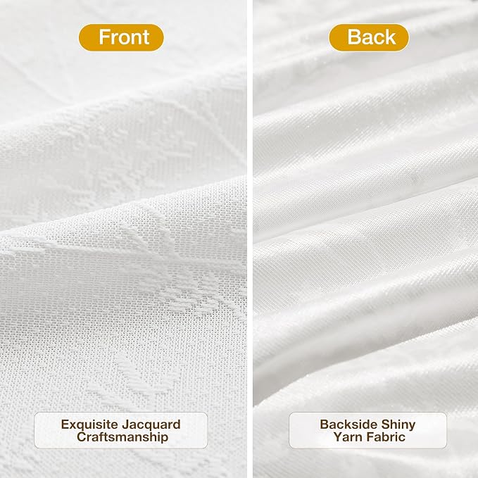 Anmao White Semi Sheer Light Filtering Curtains 96 Inches Long 2 Panels - Image 3