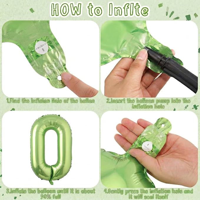 Light Green Number 10 Balloon 40 Inch, Glossy Metallic Double Digit Decor | - Image 5