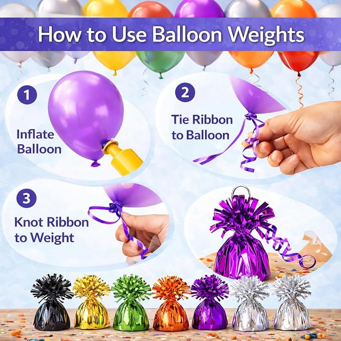 Metallic Plastic Wrapped Balloon Weights Party Decorations 12 Pcs - Image 6