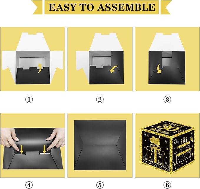 Eiurteao 3pcs Black Gold 30th Birthday Decorations Boxes - Image 6