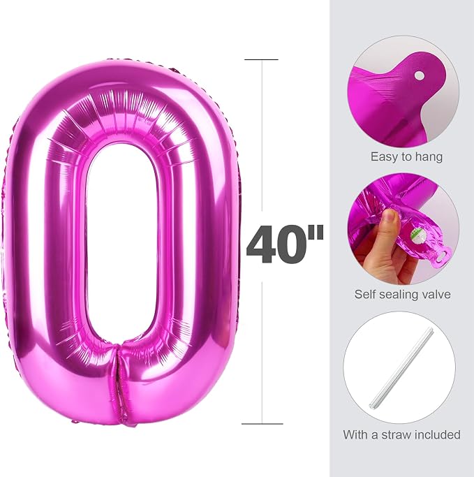 0 Balloon 40 inch Pink Number Balloons - Image 5