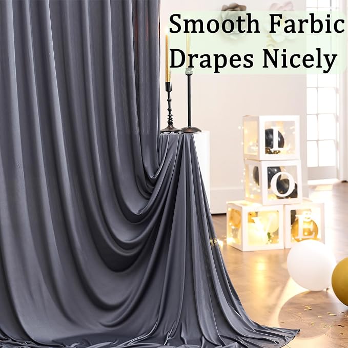 30ft x 10ft Wrinkle Free Charcoal Backdrop Curtains - Image 2