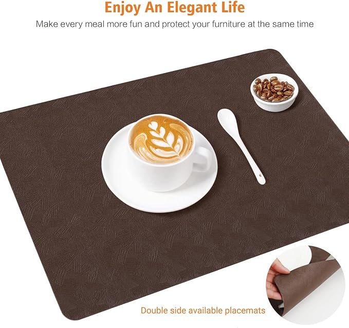 Vinyl Placemats Set of 4 Heat Resistant Easy Clean Non-Slip Place Mats - Image 7